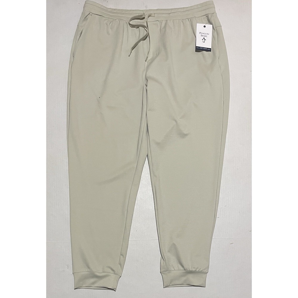 NWT $75 Penguin Sport Pull-on Jogger Pants Beige Stretch Mens Size‎ XL Tapered